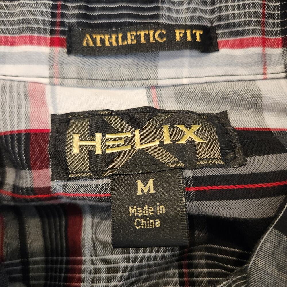 HELIX Athletic Fit Black Grey‎ Red Plaid Streetwear Cowboy Western Mens Medium M - Picture 4 of 12